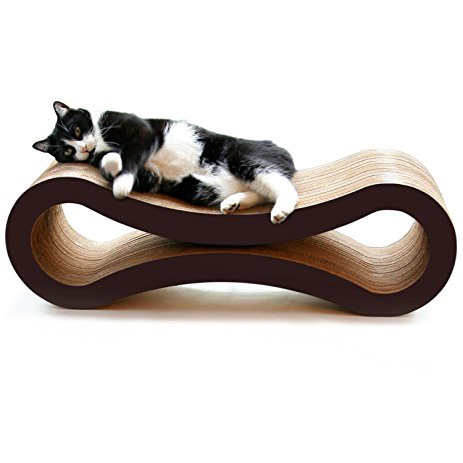 a photo of a cat lying on its scratcher / lounger